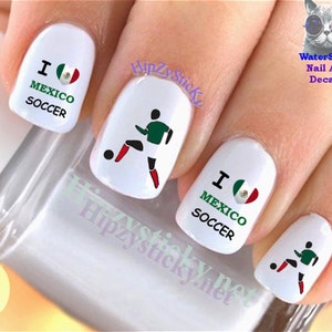 SPORTS Nail Decals &quot;Copa America I Love MEXICO Soccer&quot; Nail Art Set#324 WaterSlide Nail Decals Transfers Stickers Manicure Nail Accessories