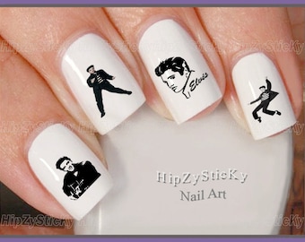 CHARACTER Nail Decals Silhouette Singer Jailhouse Rock Dance Nail Art Waterslide Nail Transfers Stickers DIY Manicure Accessories Salon