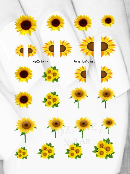 thumbnail image 2 of KoB Nail Art Water Transfer Stickers – Pretty Sunflowers, Multi-Color, KoB-1065, For Acrylics And Gels 2 of 2