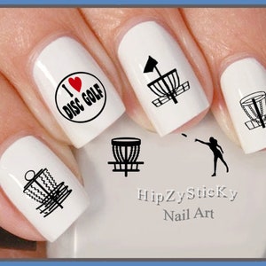 SPORTS Nail Decals I Love Disc Golf Sport Disc Baskets Nail Art Set#355 WaterSlide Nail Decals Transfers Stickers Manicure Nail Accessories