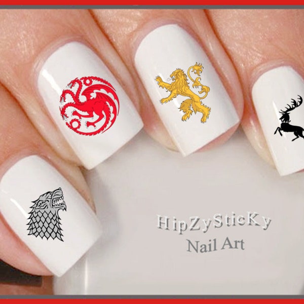 CHARACTER Nail Decals "G.O.T. House Logos" Nail Art Set Waterslide Nail Decals Transfers Stickers DIY Manicure Accessories