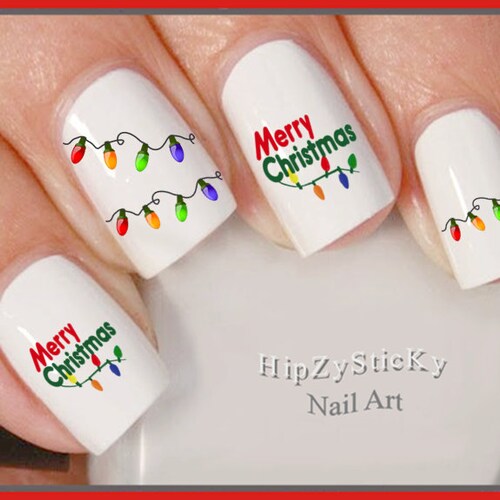 Décalcomanies pour ongles de Noël « Joyeux Noël lumières de Noël » # 816X décalcomanies pour ongles toboggan aquatique Stickers de transfert manucure accessoires pour ongles