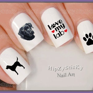 DOG BREED Nail Decals &quot;Love my Black Lab Retriever Dog&quot; Nail Art Set Waterslide Nail Decals Transfers Stickers Manicure Nail Accessories