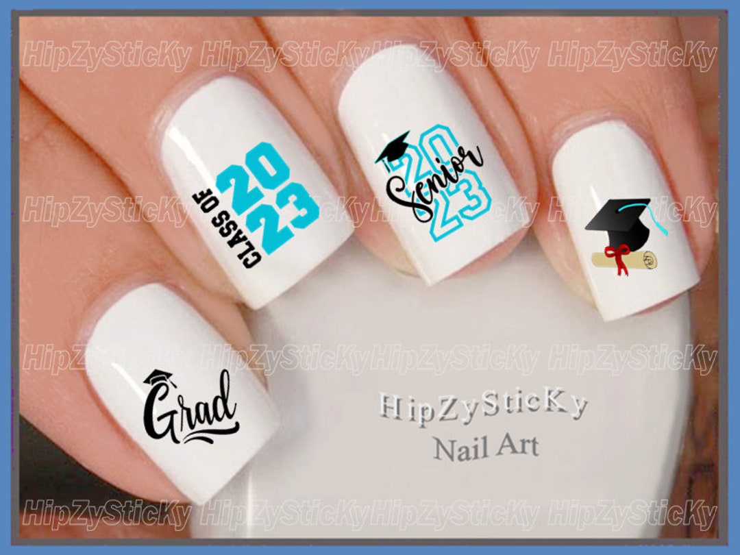 Nail Decals graduation Class of 2023 TEAL Senior Grad Etsy