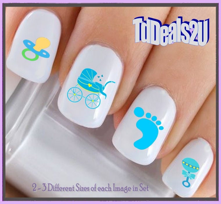 IMMAGINE Decalcomanie per unghie Baby BOY Blue Rattle Ciuccio Piedi del  bambino Nail Art Set 502 Waterslide Nail Decalcomanie Trasferimenti Adesivi  Accessori per manicure -  Italia