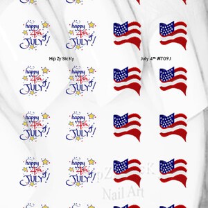 HOLIDAY Nail Decals Happy 4th of July American Flag Stars Nail Art Set709J Waterslide Nail Transfers Stickers Manicure Accessories image 6