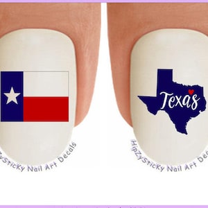 COUNTRIES Nail Decals US Texas Flag Love State of Texas Nail Art Set#528 WaterSlide Decals Transfer Stickers Manicure Nail Accessories Salon
