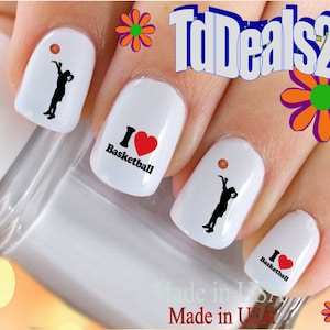 SPORTS Nail Decals &quot;I love Basketball GIRL Player&quot; Nail Art Set#303 Waterslide Nail Decals Transfers Sticker Manicure Nail Accessories Salon