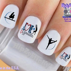 SPORTS Nail Decals &quot;Gymnast #6 Love Gymnastics Boys Gymnastics&quot; Nail Art Set#308 Waterslide Decals Transfers Stickers Manicure Accessories