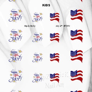 HOLIDAY Nail Decals Happy 4th of July American Flag Stars Nail Art Set709J Waterslide Nail Transfers Stickers Manicure Accessories image 5