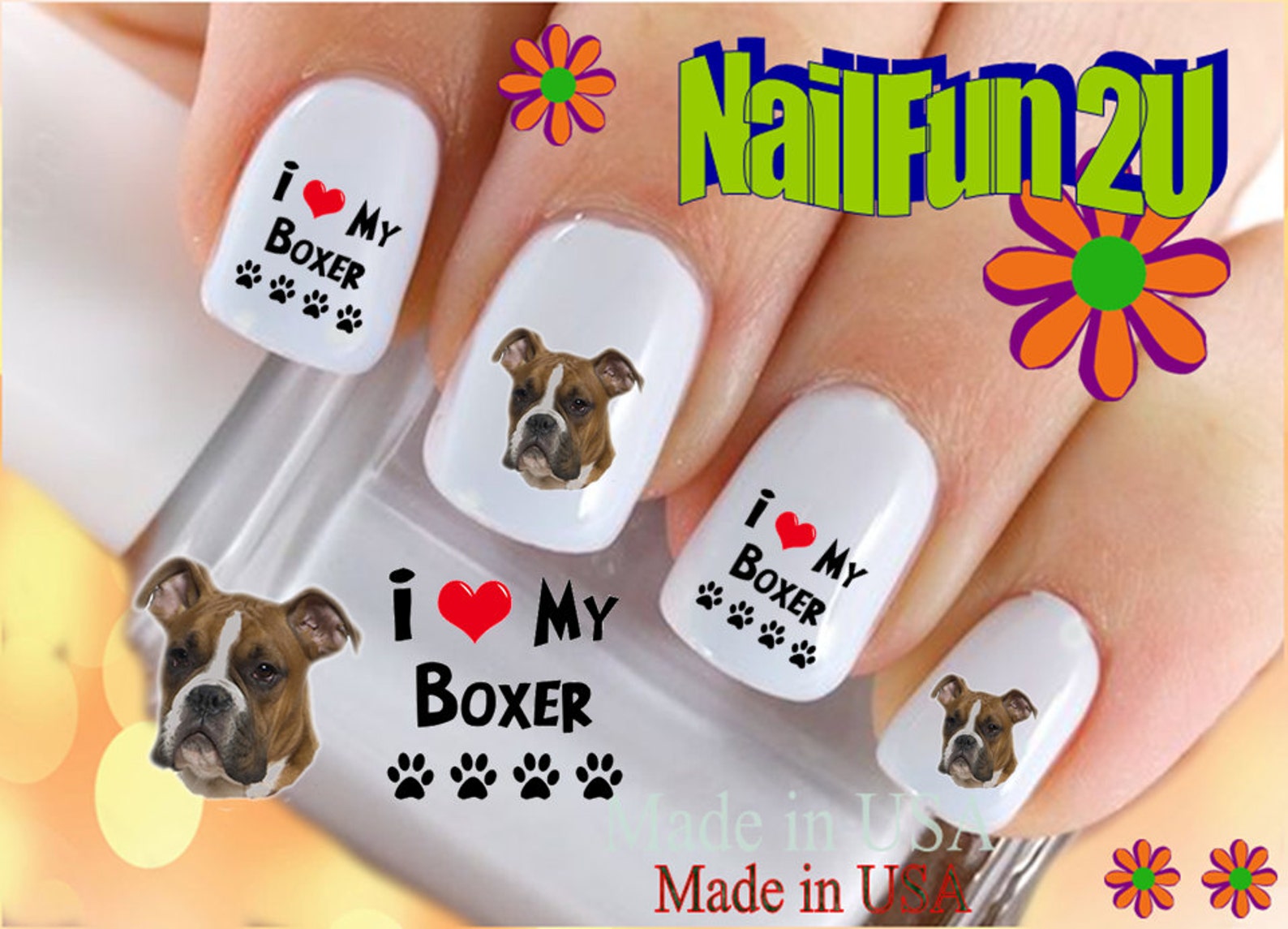 DOG BREED Nail Decals i Love My Boxer Dog Nail Art Etsy