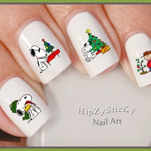 CHRISTMAS Nail Decals Cute Dog Christmas Tree Ornament Lights Nail Art Set Waterslide Nail Decal Transfer Sticker Manicure Nail Accessories