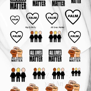 SYMBOL Nail Decals "All Lives Matter All people Skin Color Fists #ALM" Nail Art Set#97 Waterslide Nail Decal Transfer Sticker Manicure Nails Adult Size Set