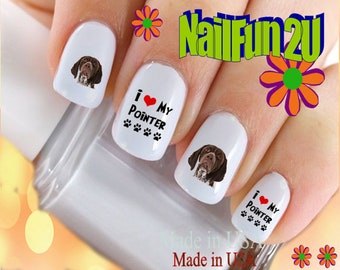 DOG BREED Nail Decals "I Love my German Shorthaired Pointer Dog1" Nail Art Set#1311 Waterslide Nail Decals Transfers Sticker Manicure Nails