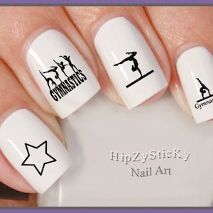 SPORTS Nail Decals Gymnast #1 &quot;Gymnastics Love&quot; Nail Art Set#3081 Waterslide Nail Decals Transfers Stickers DIY Manicure Nail Accessories
