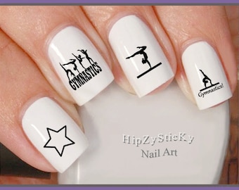 SPORTS Nail Decals Gymnast #1 &quot;Gymnastics Love&quot; Nail Art Set#3081 Waterslide Nail Decals Transfers Stickers DIY Manicure Nail Accessories