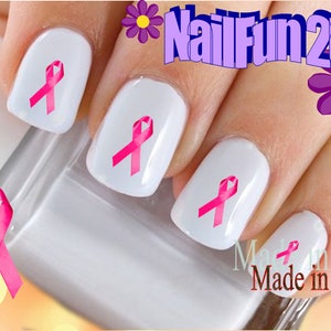 SYMBOL Nail Decals &quot;Breast Cancer Ribbon #3 Dark Pink&quot; Nail Art Set#515 Waterslide Nail Decals Transfers Stickers Manicure Nail Accessories