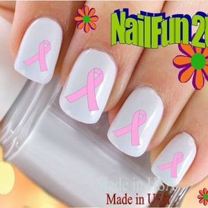 SYMBOL Nail Decals &quot;Breast Cancer Ribbon Light Pink&quot; Nail Art Set#5132 Waterslide Nail Decals Transfers Stickers Manicure Nail Accessories