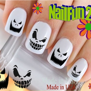 HALLOWEEN Nail Decals &quot;Scary Pumpkin Face #2 Ghost&quot; Nail Art Set#749H Waterslide Nail Decals Transfers Stickers Manicure Nail Accessories