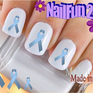 SYMBOL Nail Decals &quot;Ribbon Periwinkle Blue Esophageal Cancer&quot; Nail Art Set#649 Waterslide Nail Decals Transfer Sticker Manicure Accessories