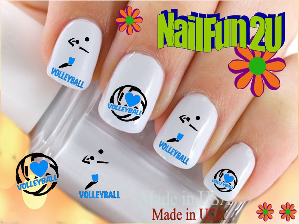 SPORTS Nail Decals "Volleyball 2 Royal Blue" Nail Art Set#316 WaterSlide Nail Decals Transfers Stickers Manicure Nail Accessories Salon