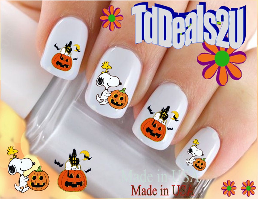 HALLOWEEN Nail Decals Halloween Snoopy Pumpkin | Etsy