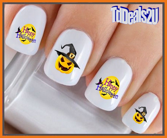 Halloween-Nagelaufkleber-Set – Selbstklebend, Verschiedene Grusel-Motive, Glitzer, Wasserfest