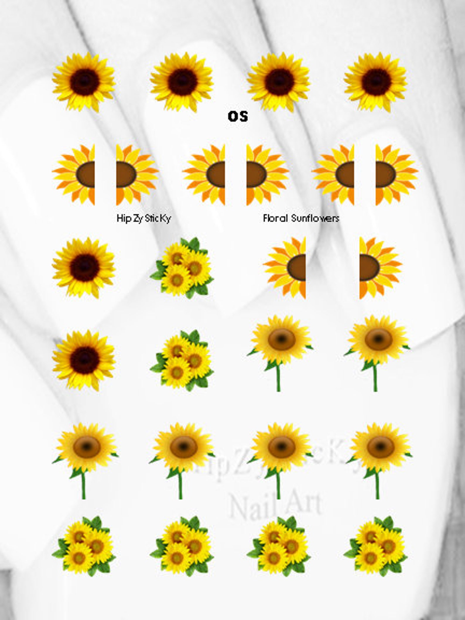 IMAGE Nail Decal flower Yellow Sunflower Nail Art - Etsy
