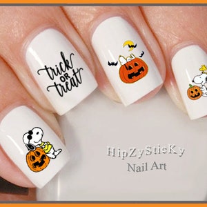 HALLOWEEN Nail Decals &quot;Halloween Cute Dog Pumpkin Bats&quot; Nail Art Set Waterslide Nail Decals Transfers Stickers Manicure Nail Accessories