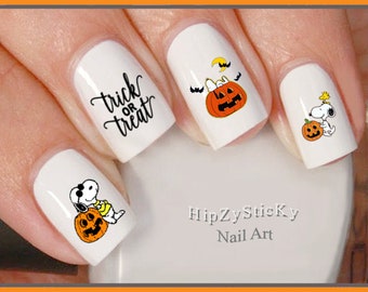 HALLOWEEN Nail Decals "Halloween Cute Dog Pumpkin Bats" Nail Art Set Waterslide Nail Decals Transfers Stickers Manicure Nail Accessories