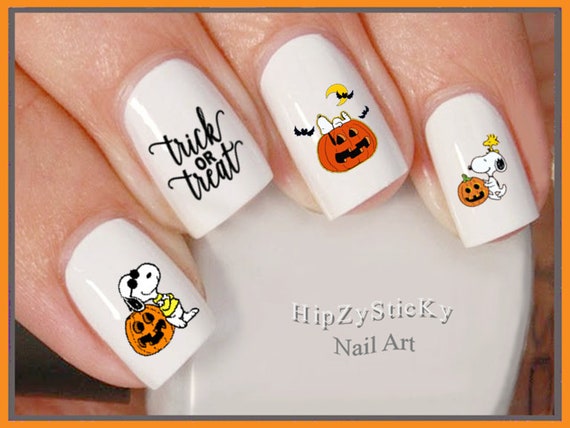 HALLOWEEN Nail Decals halloween Snoopy Pumpkin - Etsy