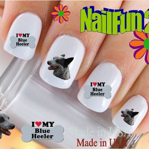 DOG BREED Nail Decals&quot;Love my Australian Cattle Dog Blue Heeler Bone&quot;Nail Art Set#1052 Waterslide Nail Decals Transfers Sticker Accessories