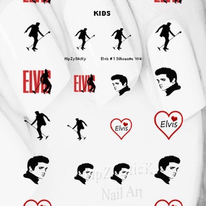 PERSONNAGE Stickers pour ongles Silhouette Elvis I Love 1 coeur rouge Nail Art Set toboggan aquatique transfert d'ongles Stickers DIY manucure accessoires Salon image 5