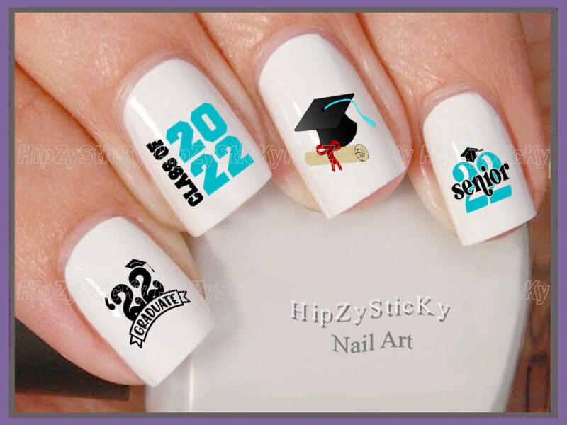 Nail Decals Graduation Class of 2022 TEAL Senior Grad - Etsy México