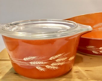 Pyrex Casserole Dishes Autumn Harvest Wheat Pattern Set of 3