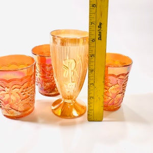 Vintage Carnival Glasses Marigold and Iridescent Barware image 3