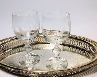 Etched Wine Glasses Rowland Ward Set of 2 Crystal Wine Glasses Barware