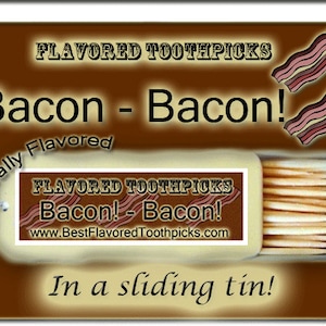 Bacon Flavored Toothpicks - 70+ Flavors! kitchen, utensil, dinnerware, housewares, housewarming, wedding, utensils, serving, for him, guys