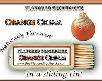 Orange Cream Flavored Toothpicks - 70+ Flavors! Best Man Gift Ideas, Party Favors, Birthday Party, Teachers Gifts, Pregnancy Gifts, Candy