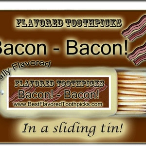 Bacon Flavored Toothpicks 70 Flavors Stocking Stuffer For Men, Christmas Stocking Stuffers, For Him, His Gift, Boyfriend, Gifts, Male image 1