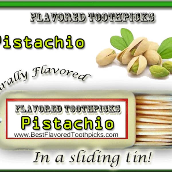 Pistachio Flavored Toothpicks - 70+ Flavors! Pistachio Green, Pistachio Wedding, Pistachio Shell, gifts under 10, 15, 20, 25, Candy