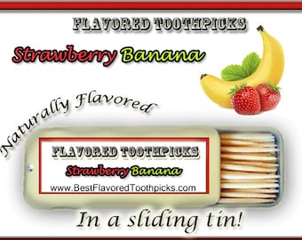 Strawberry Banana Flavored Toothpicks - 70+ Flavors! Mom Gifts, Dad Gifts, Stocking Stuffers, Under 10 Gift, Christmas Gifts, Holiday Gifts