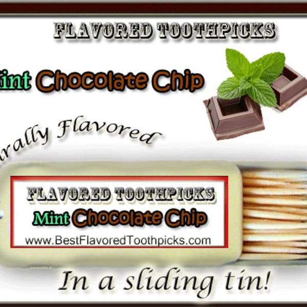 Mint Chocolate Chip Flavored Toothpicks - 70+ Flavors! 50th Birthday, 60th Birthday, 70th Birthday, Bathroom Accessory, Adam Levine?, Gifts