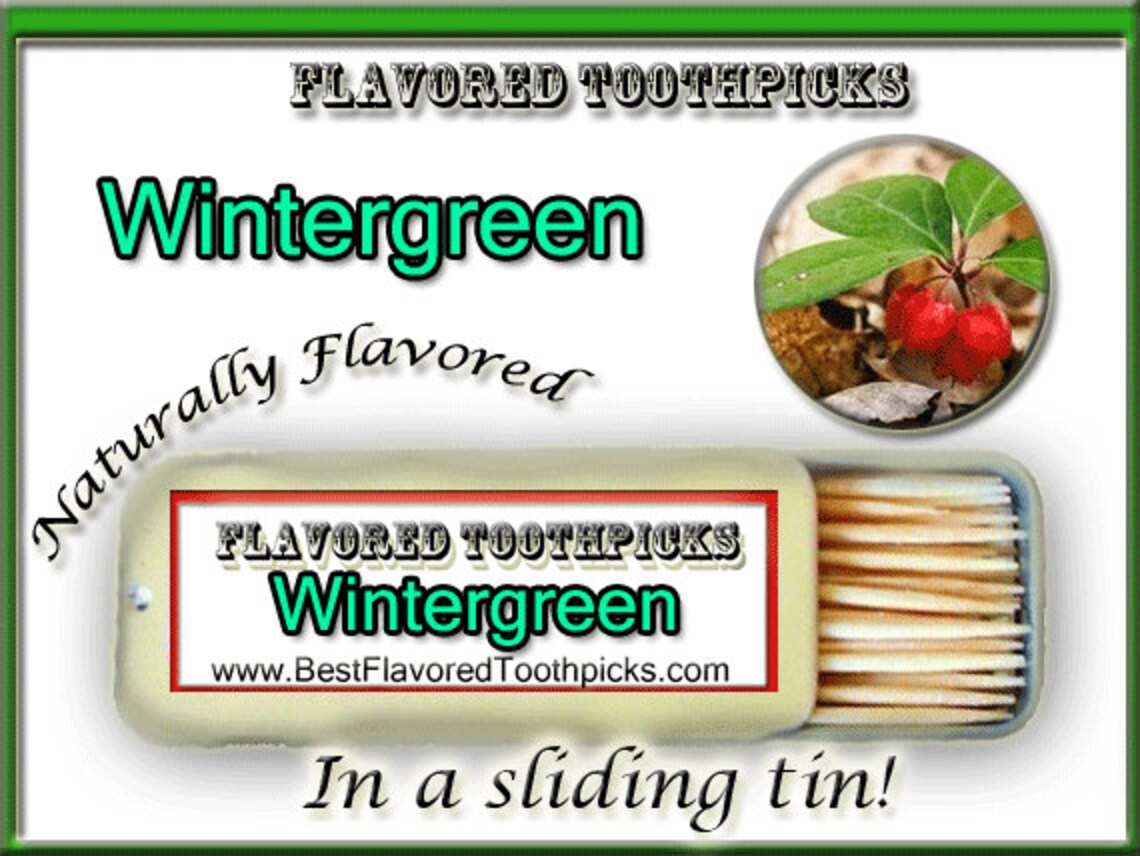 Wintergreen Flavored Toothpicks 70 Flavors Wintergreen Oil, Green, Mint