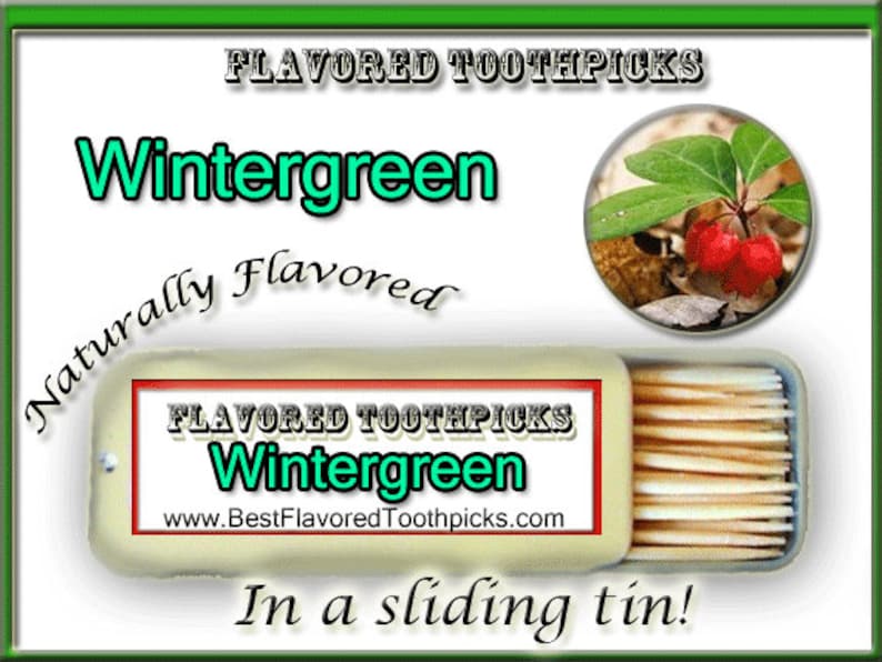 Wintergreen Flavored Toothpicks 70 Flavors Wintergreen Oil, Green, Mint