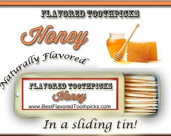 Honey Flavored Toothpicks - 70+ Flavors! Honey Wedding Favor, Honey Sticks, Honey Bee, Honey Pot, Honey Comb, Wedding Favors, Yellow, Candy