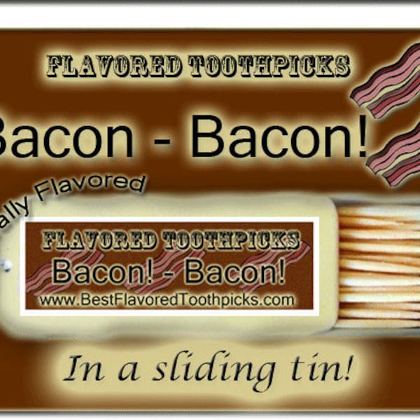 Bacon Flavored Toothpicks - Bacon Gifts, Bacon Gift Ideas, Weird Gifts, Strange Gift, Odd Gift, Bacon Flavor, Gag Gift, Funny Dad Gifts, Him