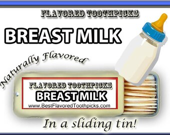 Unique Stocking Stuffer Gag Gift - Breast Milk Flavored Toothpicks - Great gift for a joke or prank  - New Dad Extra Funny Laughing