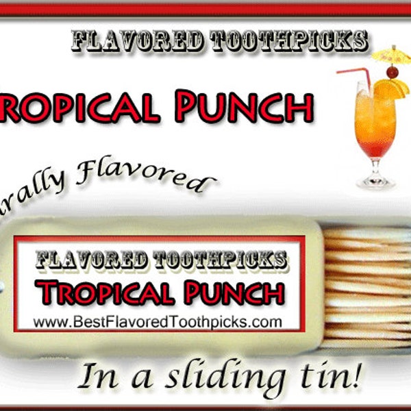 Tropical Punch Flavored Toothpicks - 70+ Flavors! Fruit Punch, Wedding Gift Ideas For Groomsmen, Gift For Boyfriend, Bridal Shower Ideas