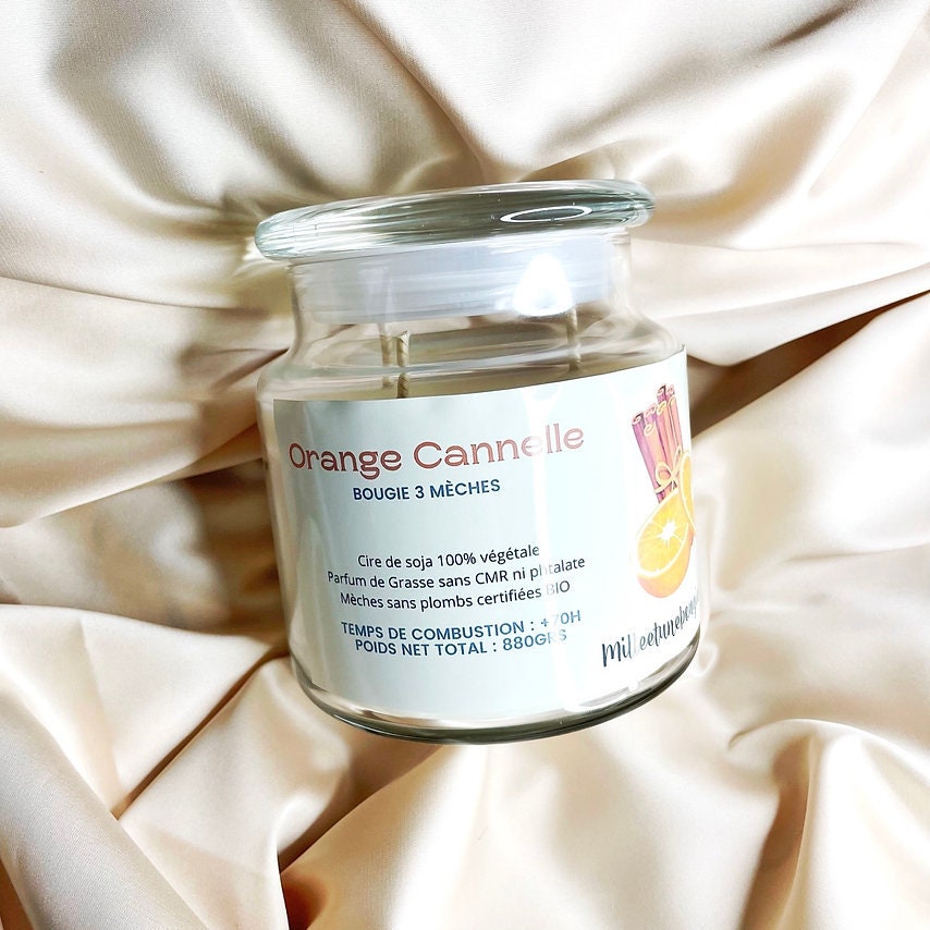 Bougie Xxl 3 Mèches Parfum Orange Cannelle